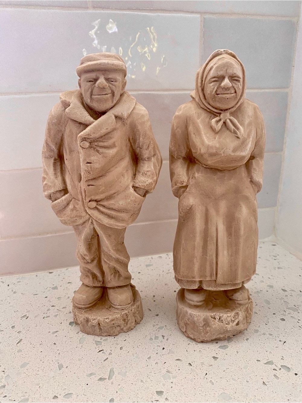 Signed Anton Pearson Wax Plaster Folk Art Couple